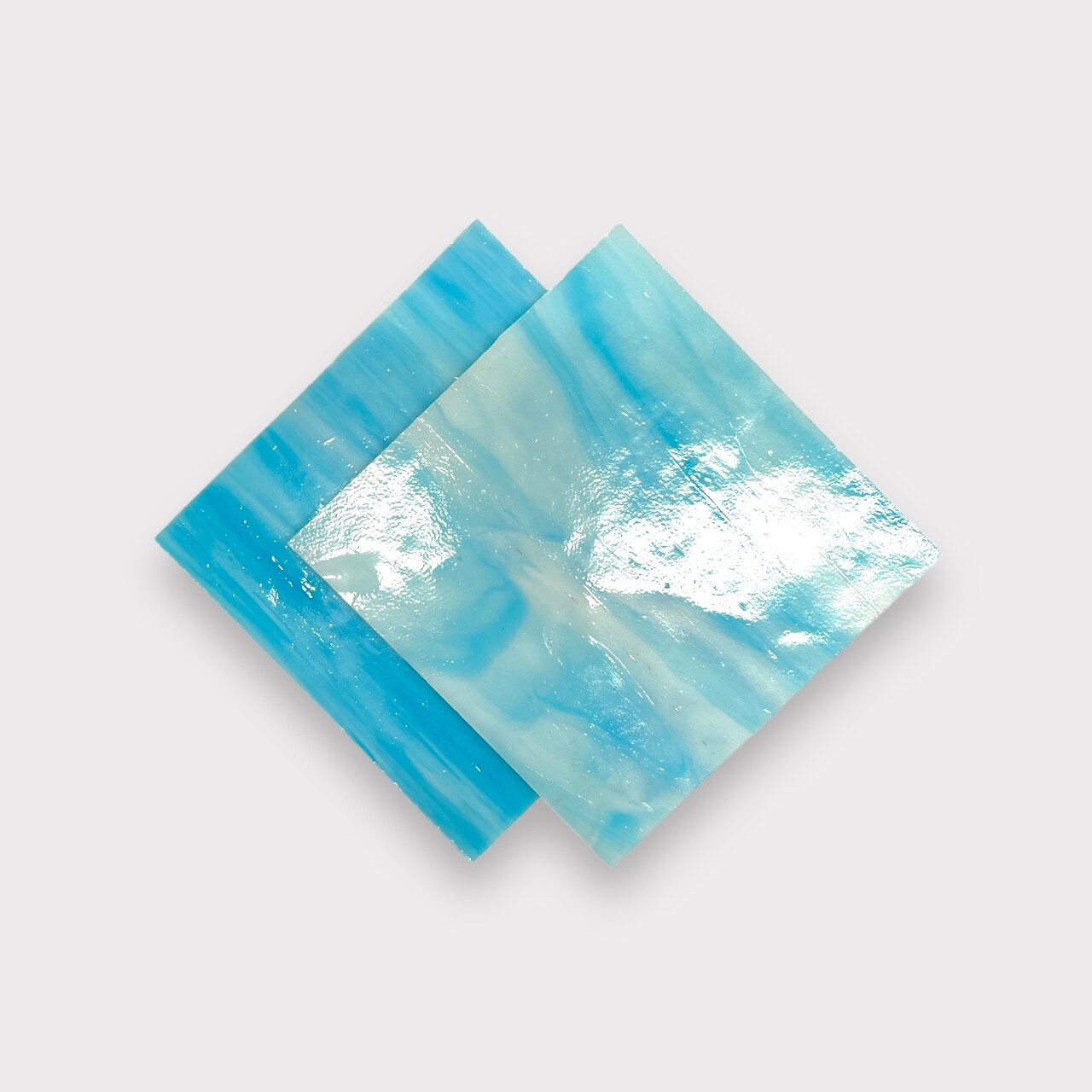 White Deep Sky Blue tr., Prisma COE 96 Fusible Glass Sheets / Mosaic Squares - 2 Pack